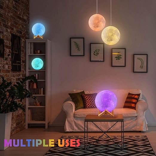 3D Moon Lamp with Stand ? 16 Color Changing LED Moonlight Lamp with Remote & Touch Control | Rechargeable Night Light for Bedroom, Kids, Home & Gifts