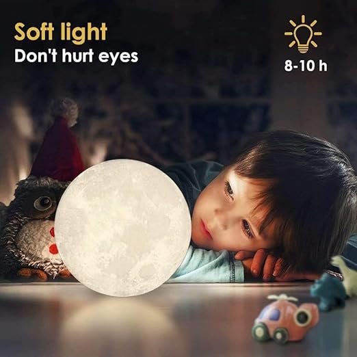3D Moon Lamp with Stand ? 16 Color Changing LED Moonlight Lamp with Remote & Touch Control | Rechargeable Night Light for Bedroom, Kids, Home & Gifts
