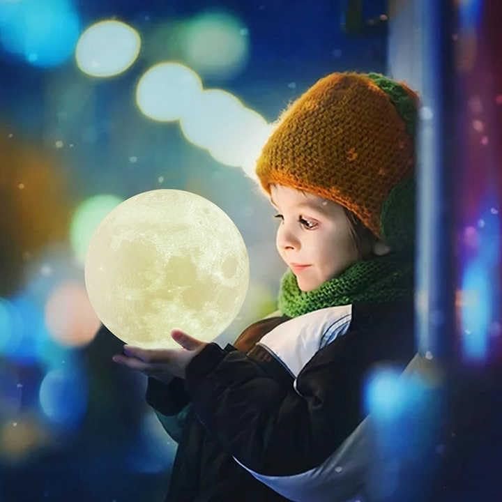 3D Moon Lamp with Stand ? 16 Color Changing LED Moonlight Lamp with Remote & Touch Control | Rechargeable Night Light for Bedroom, Kids, Home & Gifts