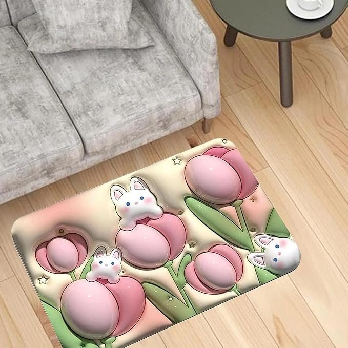 3D Bathroom Mat ? Non-Slip Absorbent Memory Foam Bath Rug with 3D Printed Design | Machine-Washable Plush Door Mat for Bathroom, Shower & Bedroom