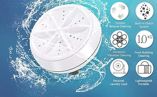 Mini Portable Turbine Washer ? Compact Travel Washing Machine with Powerful Agitation, Dual Water Inlet & Drain | Lightweight Laundry Solution for RV, Camping & Dorms