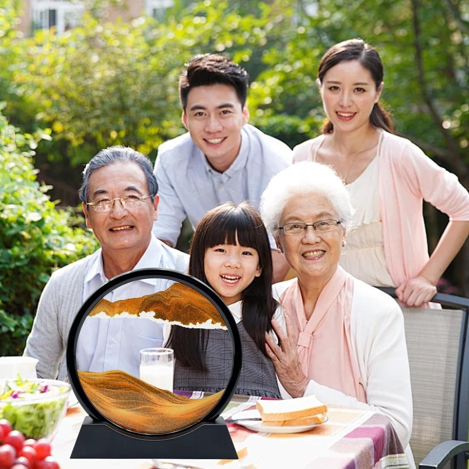 Moving Sand Art Picture Frame ? Dynamic Flowing Sandscapes in Blue & Yellow for Home, Office & Desk D?cor | Relaxing Visual Art Gift