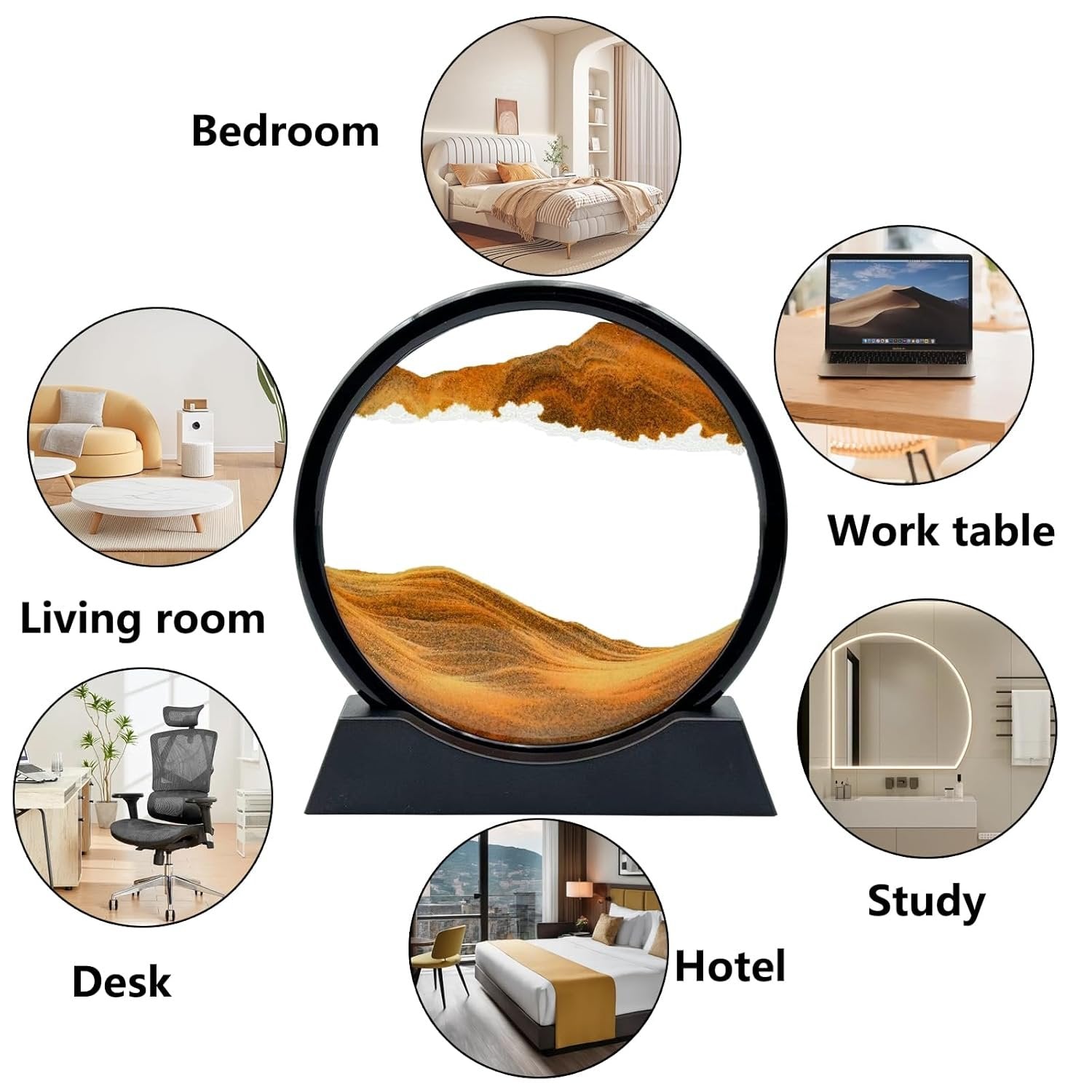 Moving Sand Art Picture Frame ? Dynamic Flowing Sandscapes in Blue & Yellow for Home, Office & Desk D?cor | Relaxing Visual Art Gift