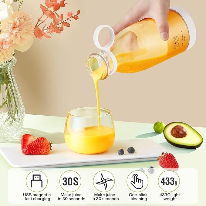 Portable Bottle Juicer Blender ? USB Rechargeable Smoothie Maker for Shakes, Juices & Protein Drinks | 6-Blade Powerful Motor, BPA-Free & Leak-Proof