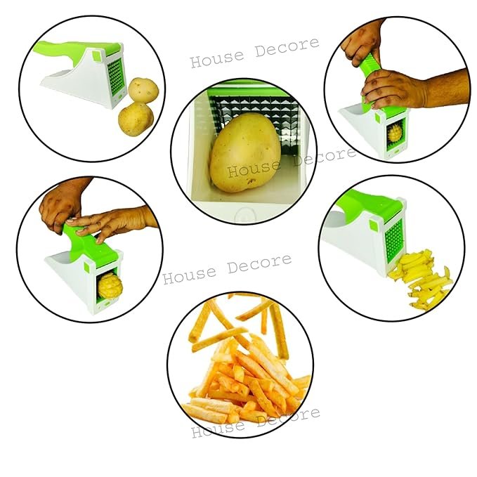 Stainless Steel Potato Chipser ? Manual French Fry Cutter & Vegetable Slicer with 2 Blades | Heavy-Duty Kitchen Tool for Chips, Fries & Veggies