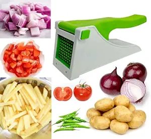 Stainless Steel Potato Chipser ? Manual French Fry Cutter & Vegetable Slicer with 2 Blades | Heavy-Duty Kitchen Tool for Chips, Fries & Veggies
