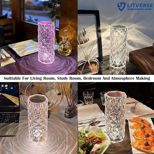 Crystal Table Lamp with Touch Control ? Dimmable LED Bedside Lamp with USB Charging, 3 Color Modes, Modern Diamond Cut Design for Bedroom, Living Room, or Gift