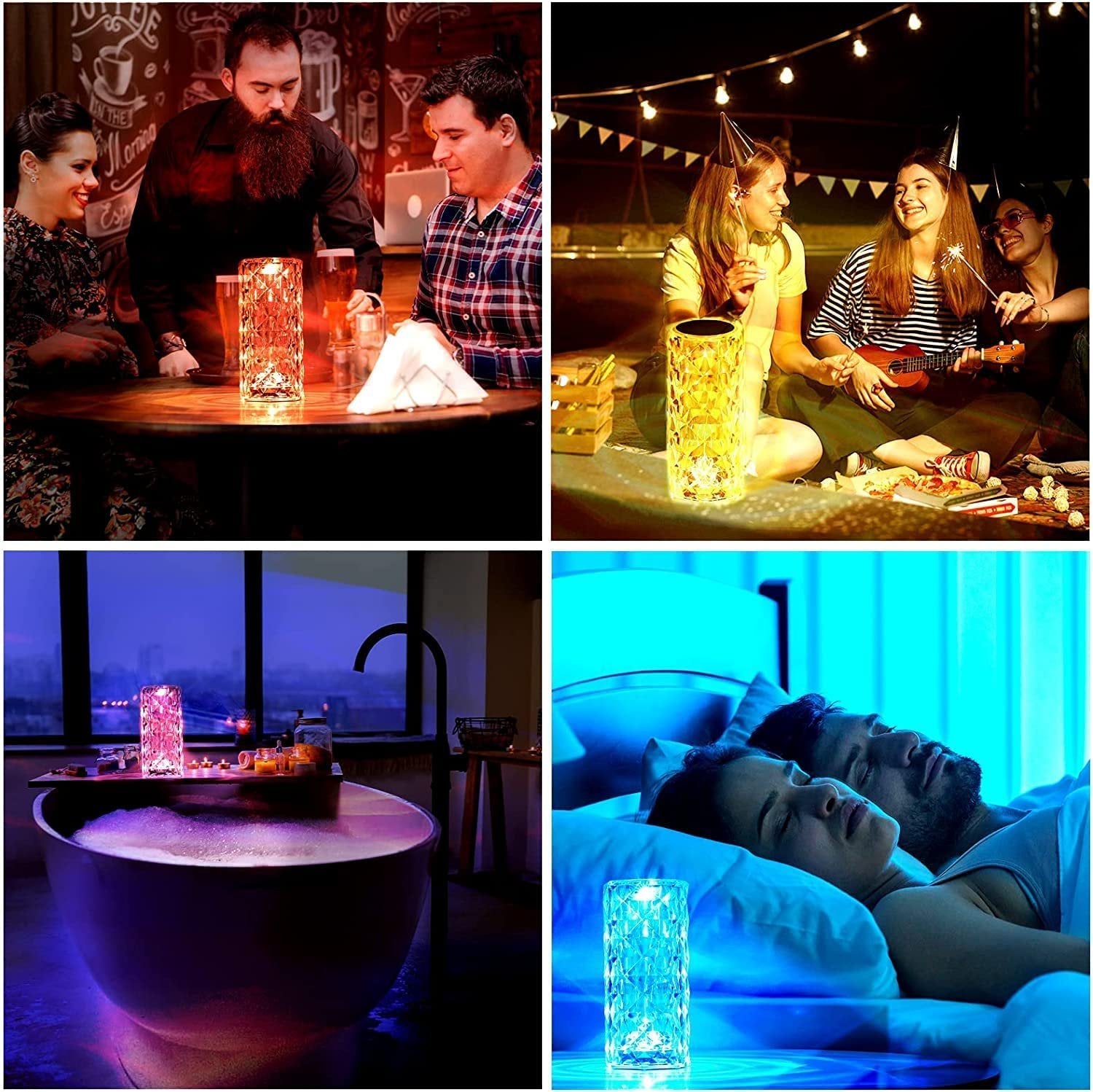 Crystal Table Lamp with Touch Control ? Dimmable LED Bedside Lamp with USB Charging, 3 Color Modes, Modern Diamond Cut Design for Bedroom, Living Room, or Gift