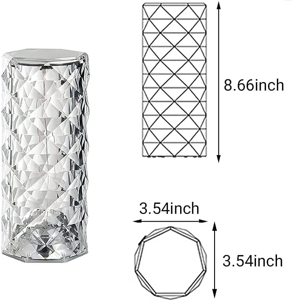 Crystal Table Lamp with Touch Control ? Dimmable LED Bedside Lamp with USB Charging, 3 Color Modes, Modern Diamond Cut Design for Bedroom, Living Room, or Gift