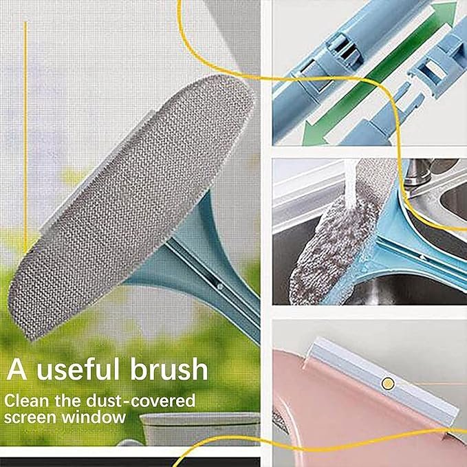 Window Mesh Cleaner | 2-in-1 Screen Cleaning Brush with Soft Bristle & Scraper | Reusable, Washable, Multipurpose Tool for Windows, Screens, Grills & Glass
