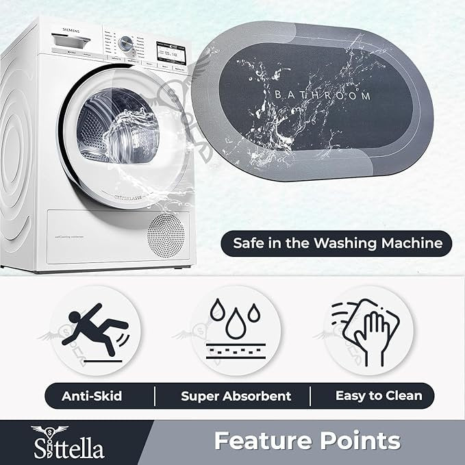 Bathroom Absorbing Mat | Super Absorbent Quick Dry Bath Mat with Anti-Slip Base | Soft & Durable Floor Mat for Bathroom, Toilet, Shower & Entryway