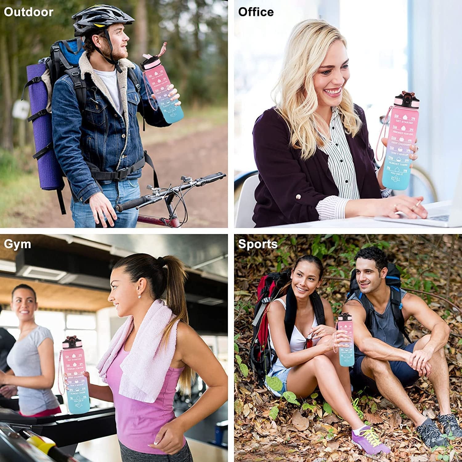 Timer Motivational Water Bottle | BPA-Free Leakproof Sports Bottle with Time Marker & Straw | 1L/2L Hydration Tracker for Fitness, Gym, Office & Daily Use