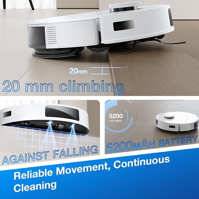 Smart Cleaning Robot | Automatic Vacuum Cleaner with Strong Suction, Anti-Collision Sensors & Low Noise | Robotic Floor Cleaner for Home, Pet Hair & Hard Floors
