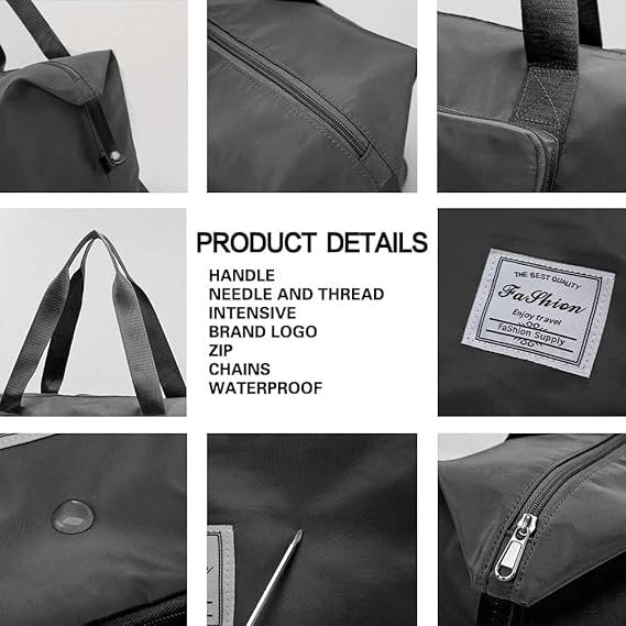 Travel Bag with Pocket | Foldable Lightweight Luggage Duffel with Front Zipper Pocket | Waterproof, Spacious Carry-On Bag for Travel, Gym, and Weekend Trips