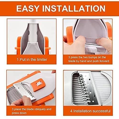 Safe Mandoline Slicer | Adjustable Vegetable Cutter with Hand Guard & Stainless Steel Blades | Multipurpose Slicer for Fruits, Veggies, Salads & Kitchen Prep