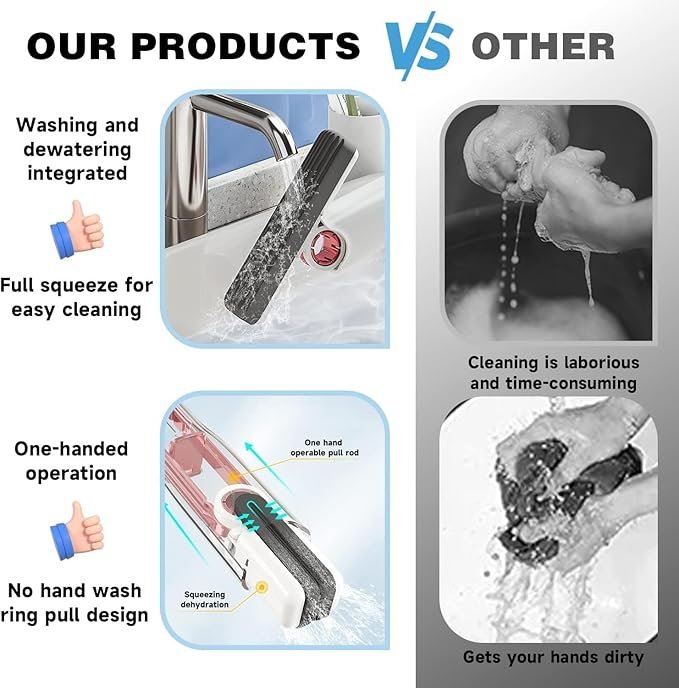 Mini Mop for Home & Kitchen | Compact Flat Mop with Bucket & Squeeze Function | 360? Rotating Head, Reusable Microfiber Pads for Floor, Sink & Table Cleaning