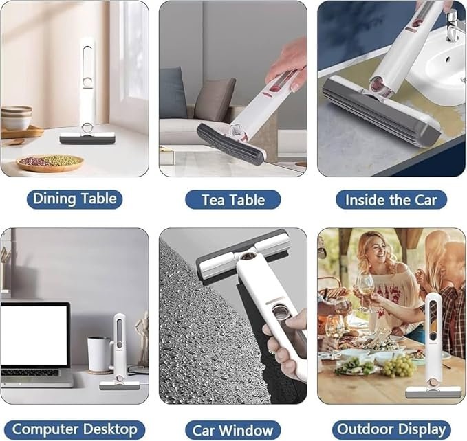 Mini Mop for Home & Kitchen | Compact Flat Mop with Bucket & Squeeze Function | 360? Rotating Head, Reusable Microfiber Pads for Floor, Sink & Table Cleaning