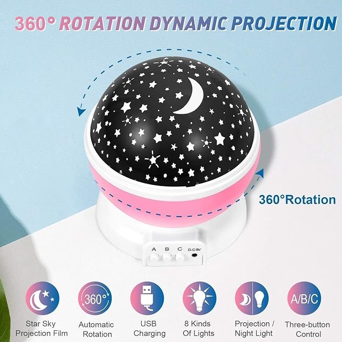 Star Master Night Light Projector | LED Rotating Galaxy Lamp with Stars & Moon Projection | USB/ Battery Powered Night Lamp for Kids Bedroom, Home & Gifts