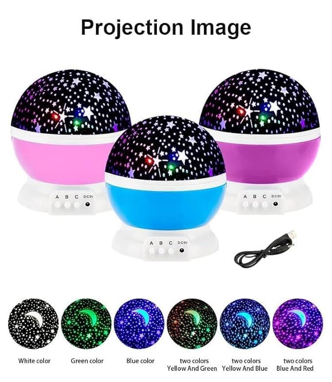 Star Master Night Light Projector | LED Rotating Galaxy Lamp with Stars & Moon Projection | USB/ Battery Powered Night Lamp for Kids Bedroom, Home & Gifts