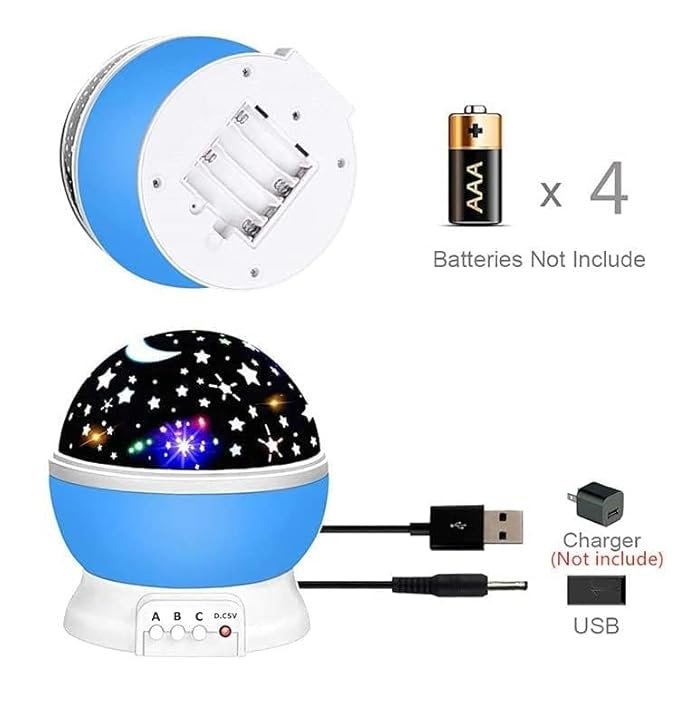 Star Master Night Light Projector | LED Rotating Galaxy Lamp with Stars & Moon Projection | USB/ Battery Powered Night Lamp for Kids Bedroom, Home & Gifts