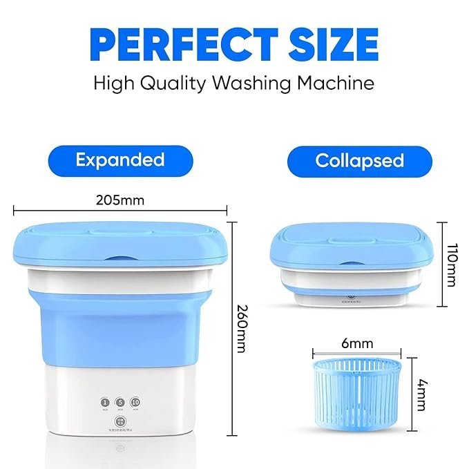 Mini Washing Machine | Portable Compact Washer for Small Loads, Baby Clothes & Travel Use | Lightweight Bucket Washing Machine with Spin Function for Home & Dorm