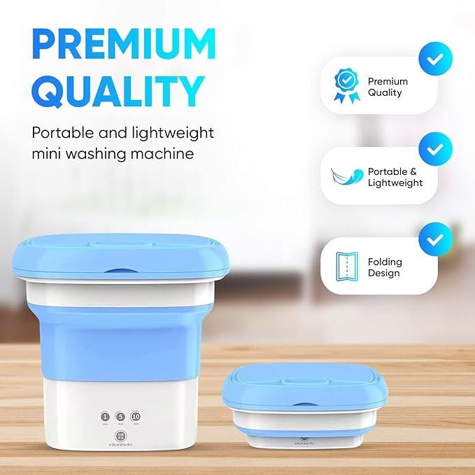 Mini Washing Machine | Portable Compact Washer for Small Loads, Baby Clothes & Travel Use | Lightweight Bucket Washing Machine with Spin Function for Home & Dorm