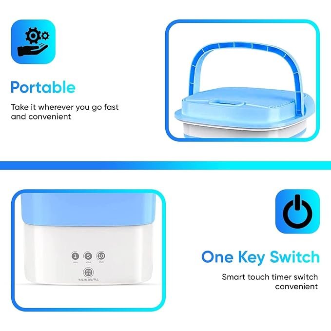 Mini Washing Machine | Portable Compact Washer for Small Loads, Baby Clothes & Travel Use | Lightweight Bucket Washing Machine with Spin Function for Home & Dorm