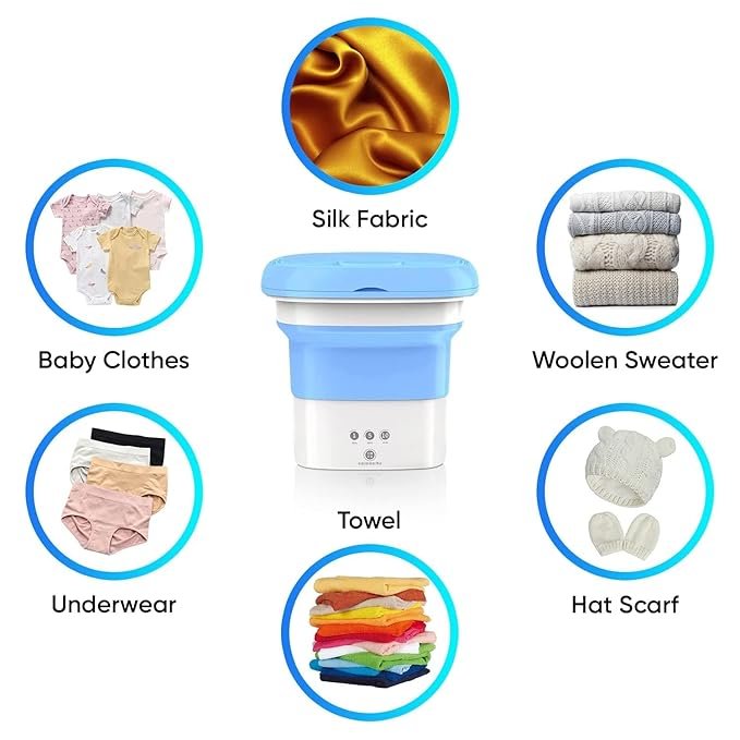 Mini Washing Machine | Portable Compact Washer for Small Loads, Baby Clothes & Travel Use | Lightweight Bucket Washing Machine with Spin Function for Home & Dorm