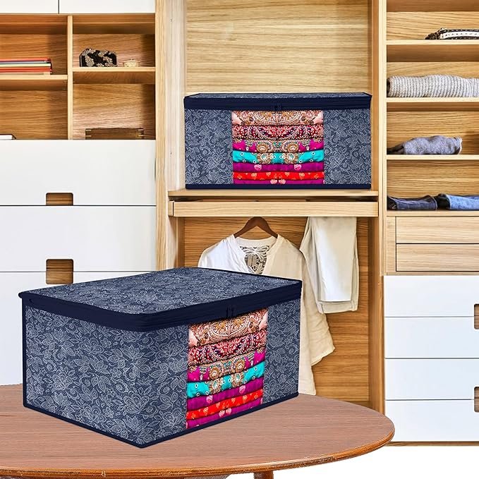 Saree Cover 1Pc | Transparent Saree Organizer with Zip & Handle | Foldable Storage Bag for Sarees, Suits, Lehengas & Seasonal Clothes