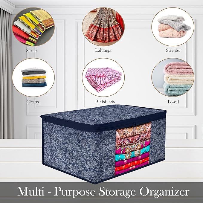 Saree Cover 1Pc | Transparent Saree Organizer with Zip & Handle | Foldable Storage Bag for Sarees, Suits, Lehengas & Seasonal Clothes