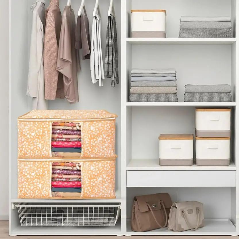 Saree Cover 1Pc | Transparent Saree Organizer with Zip & Handle | Foldable Storage Bag for Sarees, Suits, Lehengas & Seasonal Clothes