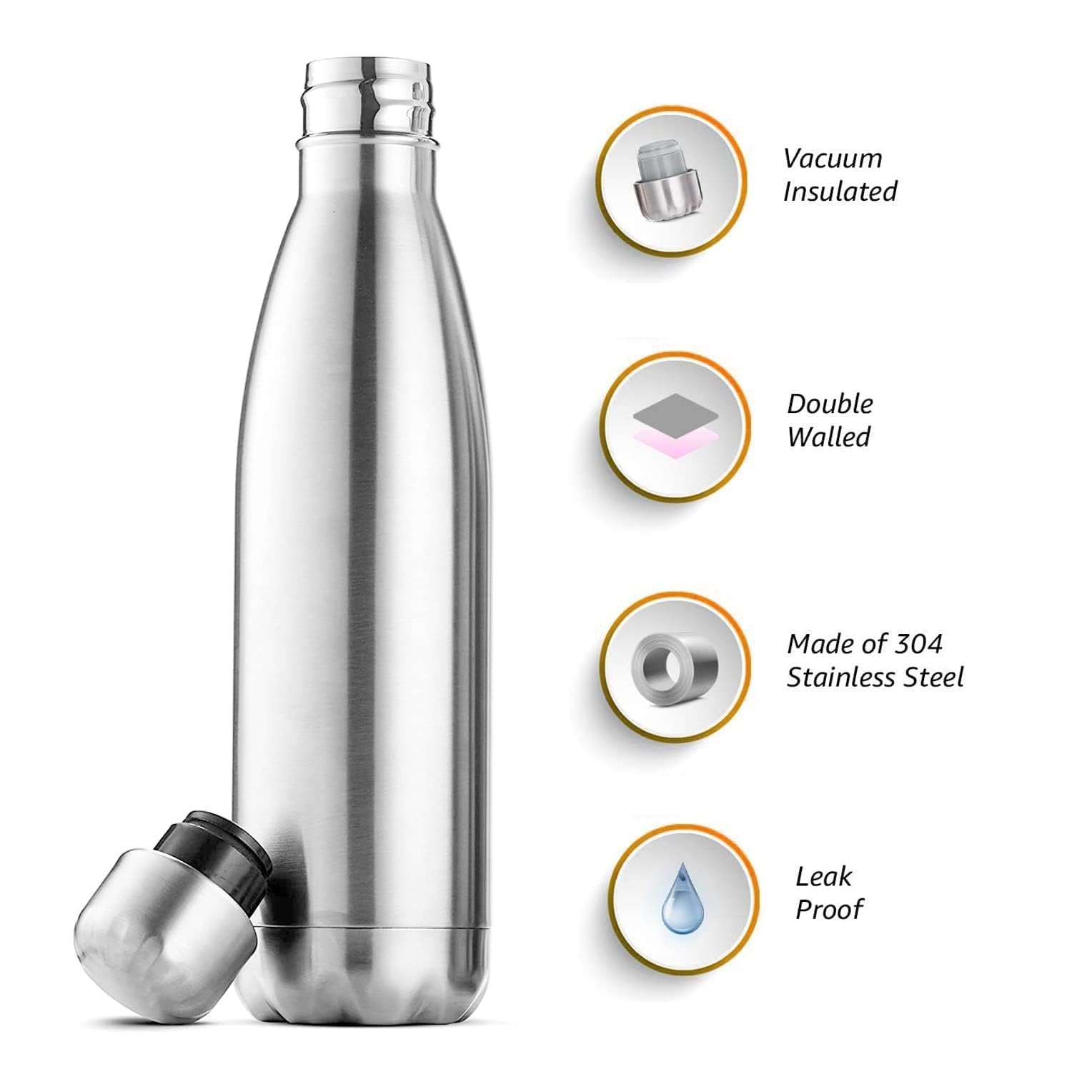 500ML Hot and Cold Water Bottle | Stainless Steel Vacuum Insulated Flask | Leak-Proof Thermos for Travel, Office & Outdoor Use