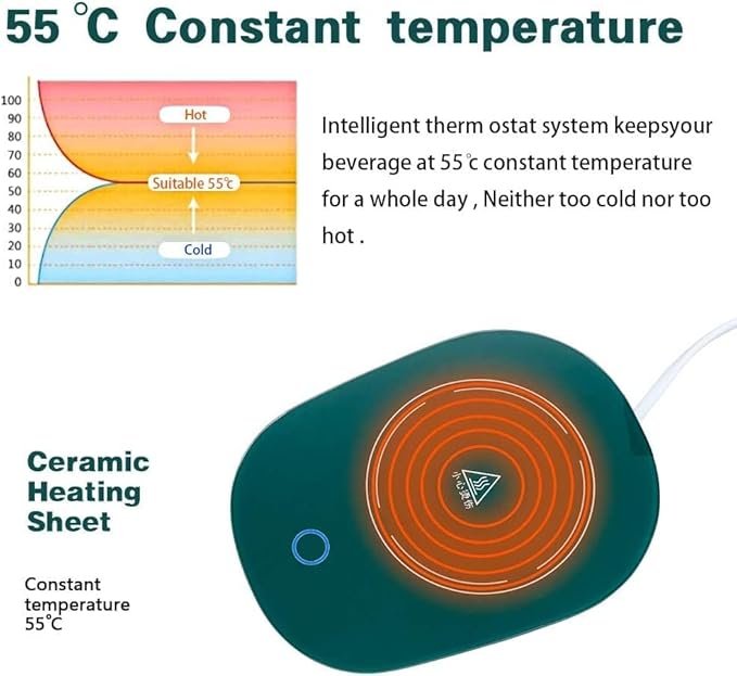 Full Set Coffee Warmer Set | Electric Mug Warmer with Stainless Steel Heating Plate & Temperature Control | Keep Coffee, Tea & Drinks Hot at Desk or Home