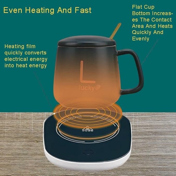 Full Set Coffee Warmer Set | Electric Mug Warmer with Stainless Steel Heating Plate & Temperature Control | Keep Coffee, Tea & Drinks Hot at Desk or Home