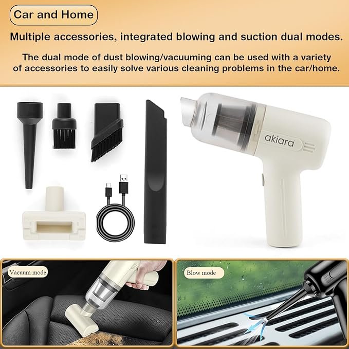 2 in 1 Vacuum Cleaner | Handheld & Cordless Portable Vacuum for Home & Car | Powerful Suction with Rechargeable Battery