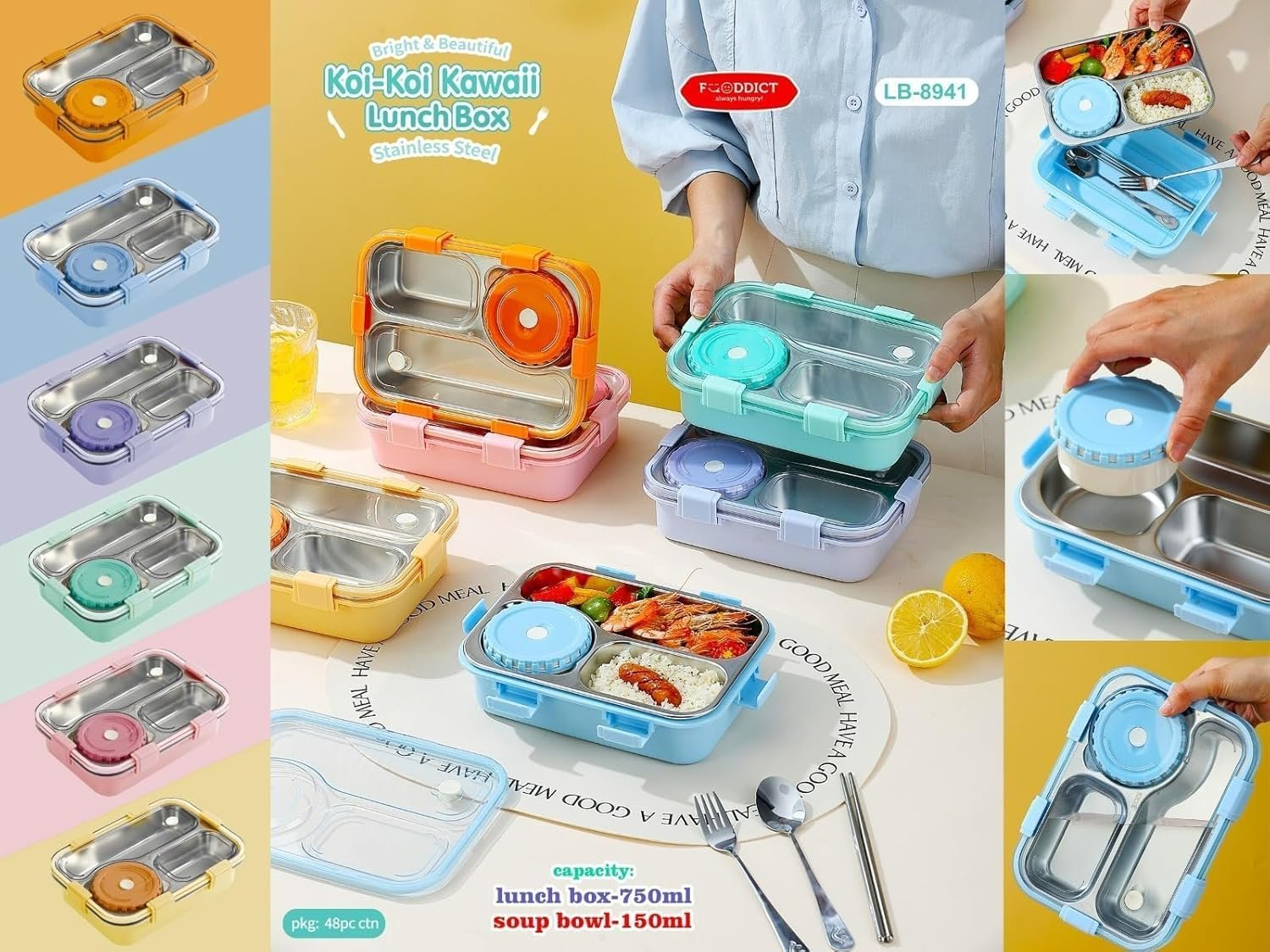 3 Compartment Lunch Box | Leak-Proof Bento Box with Separate Sections | Durable Food Storage Container for Kids & Adults