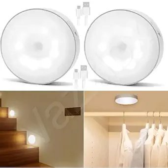 Body Induction Motion Sensor Light ? Rechargeable Wireless LED Night Light with Auto On/Off ? Stick-On Magnetic Wall Lamp for Hallway, Closet, Stair, Bedroom