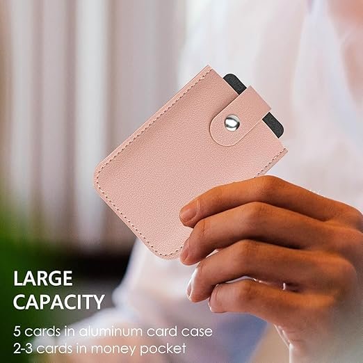 Card Pull Out Wallet ? Slim RFID Blocking Pop-Up Card Holder with Money Clip ? Aluminum Minimalist Wallet for Men with Quick Access Ejector