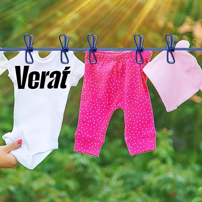 Cloth Drying Rope ? Portable Adjustable Clothesline with Hooks for Indoor & Outdoor Use ? Strong Nylon Travel Laundry Line for Balcony, Bathroom, Camping