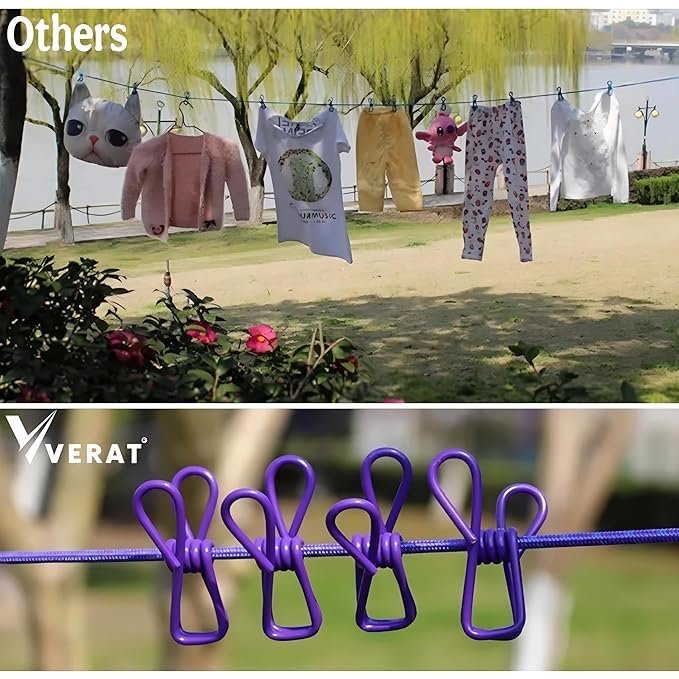 Cloth Drying Rope ? Portable Adjustable Clothesline with Hooks for Indoor & Outdoor Use ? Strong Nylon Travel Laundry Line for Balcony, Bathroom, Camping