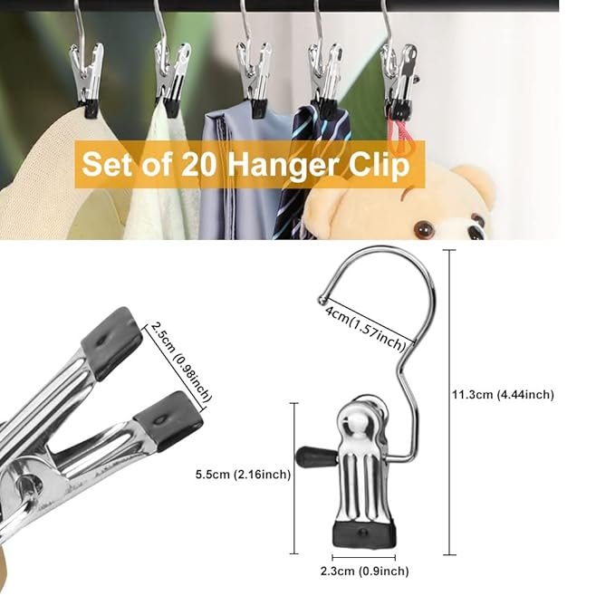 Cloth Hanger Hooks ? Space-Saving Plastic Cascading Hanger Connectors for Wardrobe Organization ? Durable Multi Hanger Hooks for Clothes, Shirts, and Sarees (Pack of 12)