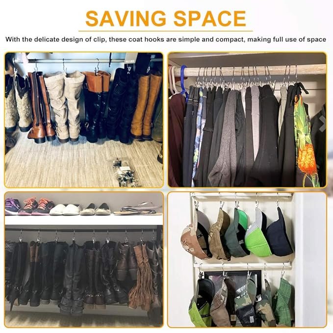 Cloth Hanger Hooks ? Space-Saving Plastic Cascading Hanger Connectors for Wardrobe Organization ? Durable Multi Hanger Hooks for Clothes, Shirts, and Sarees (Pack of 12)