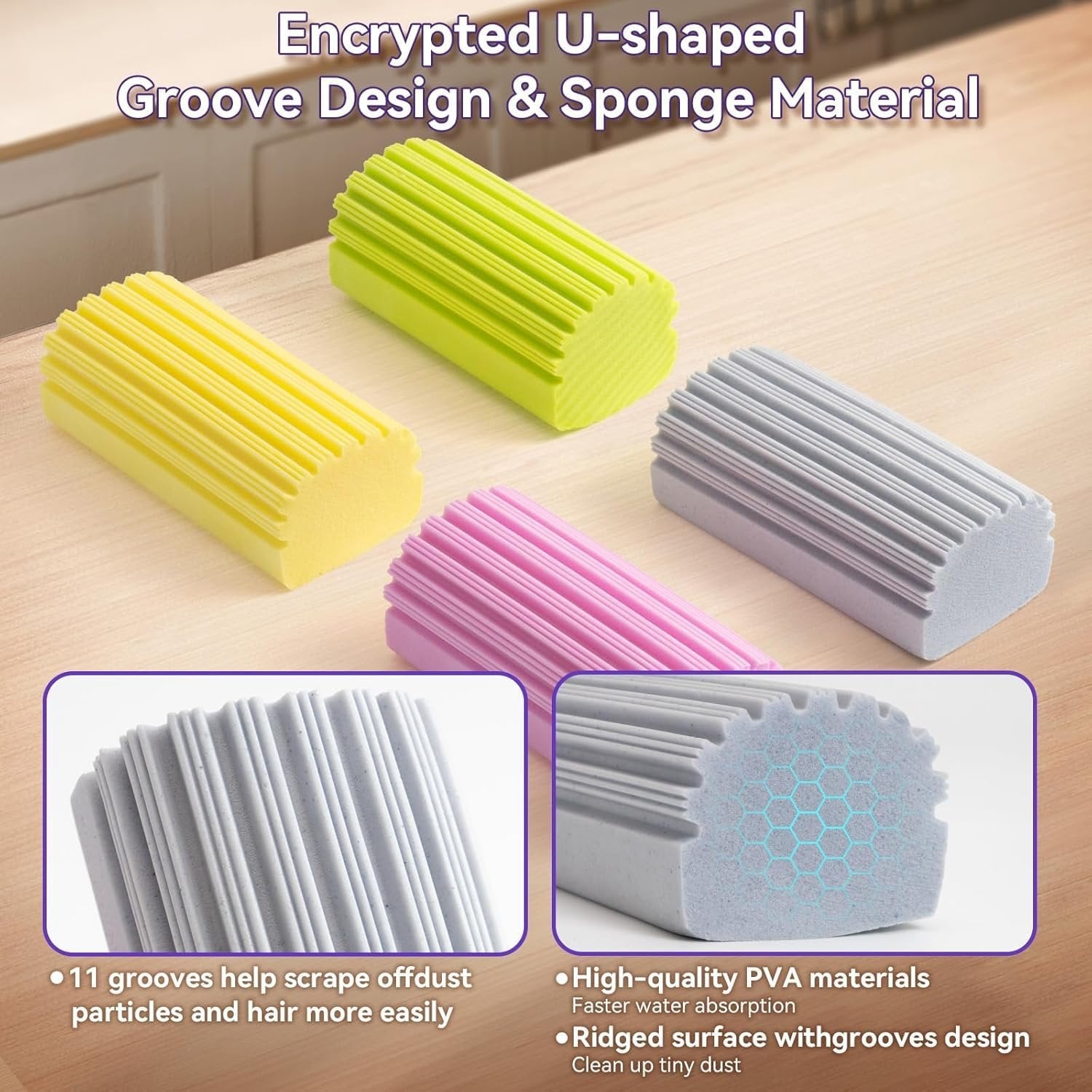 Damp Cleaning Sponge ? Magic Water-Activated Sponge for Kitchen, Bathroom & Multi-Surface Cleaning ? Reusable & Super Absorbent Scrubber Pad