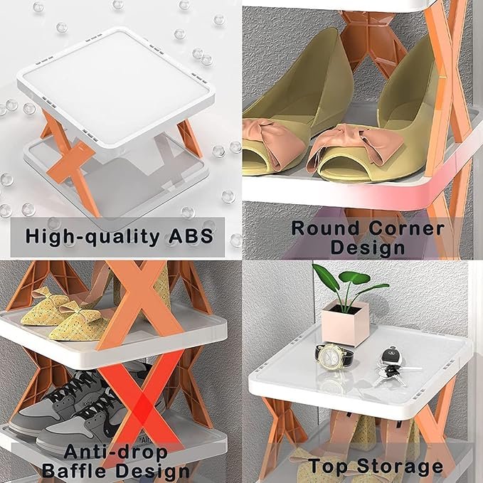 Folding Shoe Rack ? Portable & Space-Saving Shoe Organizer Stand for Home, Entryway, or Closet ? Foldable 4-Tier Shoe Storage Rack for 12+ Pairs