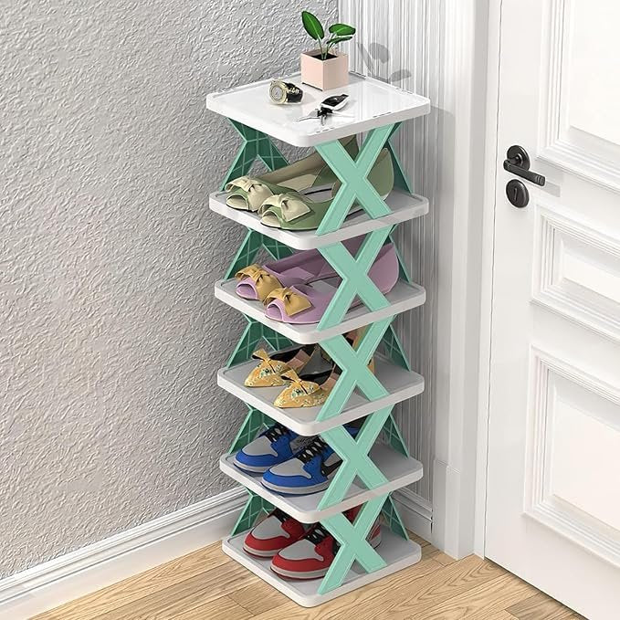 Folding Shoe Rack ? Portable & Space-Saving Shoe Organizer Stand for Home, Entryway, or Closet ? Foldable 4-Tier Shoe Storage Rack for 12+ Pairs