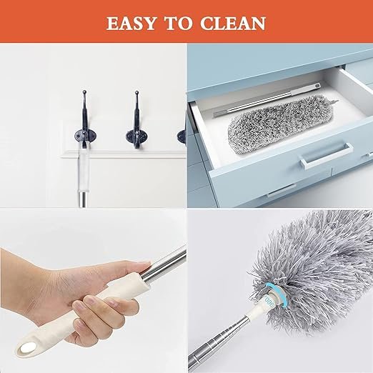 Grey Fan Duster ? Extendable Microfiber Ceiling Fan Cleaner with Telescopic Handle ? Bendable & Washable Duster for High Ceiling, Blinds, and Corners