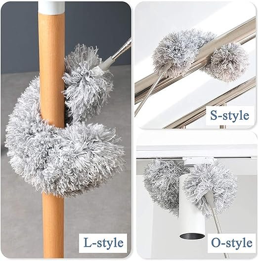Grey Fan Duster ? Extendable Microfiber Ceiling Fan Cleaner with Telescopic Handle ? Bendable & Washable Duster for High Ceiling, Blinds, and Corners