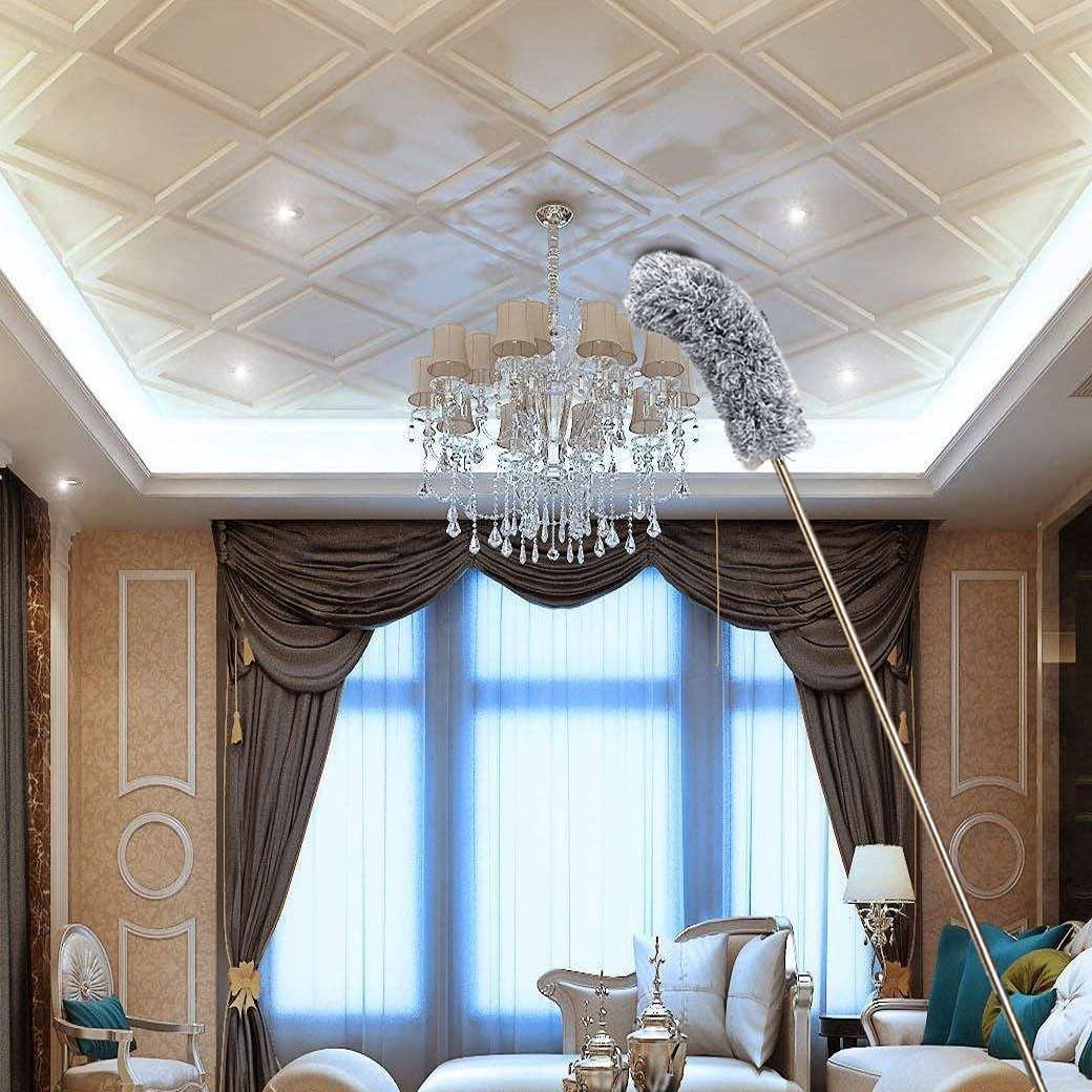 Grey Fan Duster ? Extendable Microfiber Ceiling Fan Cleaner with Telescopic Handle ? Bendable & Washable Duster for High Ceiling, Blinds, and Corners