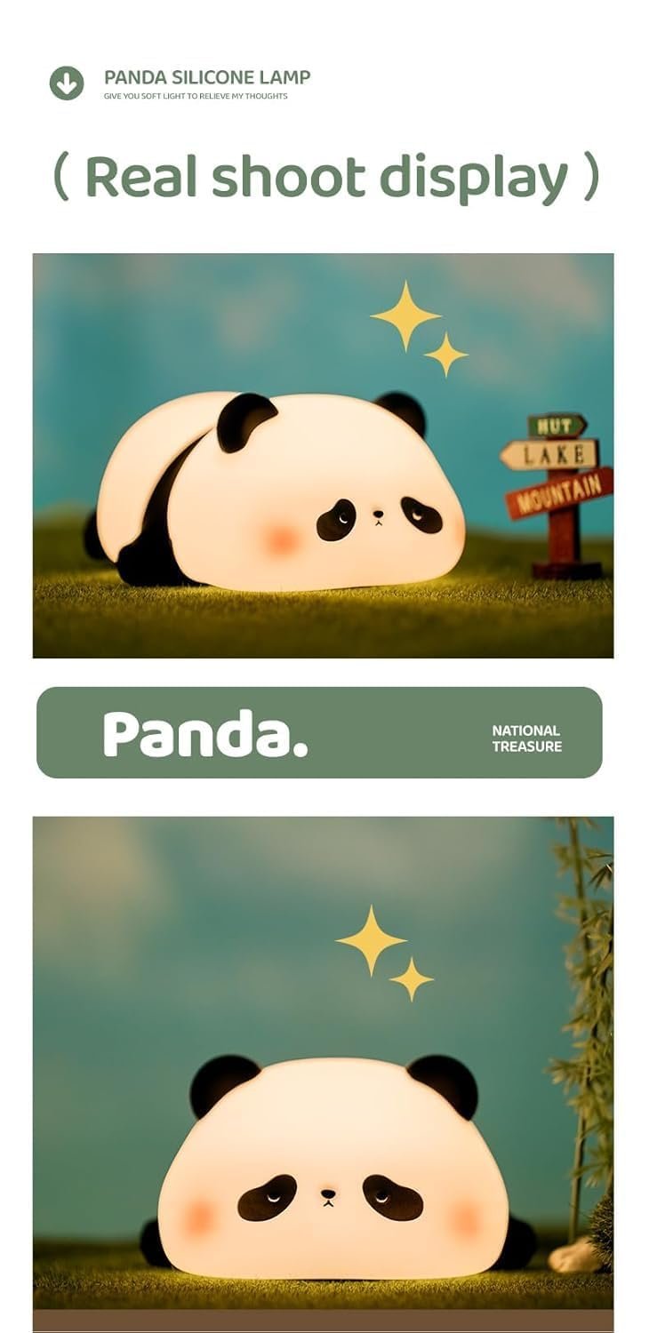 Panda Night Light ? Cute Silicone LED Lamp with Touch Sensor & Rechargeable Battery ? Soft Nursery Night Light for Kids, Baby Room & Bedroom D?cor