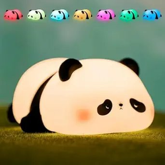 Panda Night Light ? Cute Silicone LED Lamp with Touch Sensor & Rechargeable Battery ? Soft Nursery Night Light for Kids, Baby Room & Bedroom D?cor